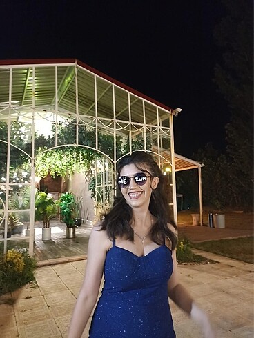 Alfabeta Lacivert ışıltılı abiye elbise