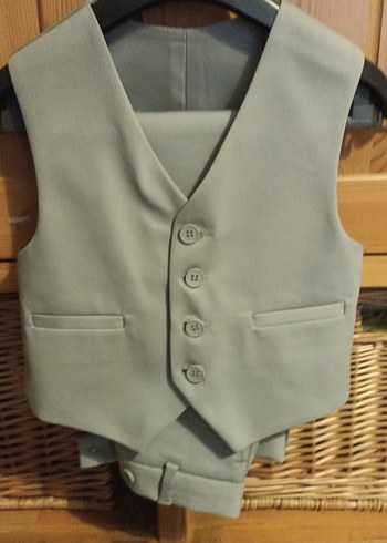 gri düğmeli çocuk takım elbise - Görsel 3