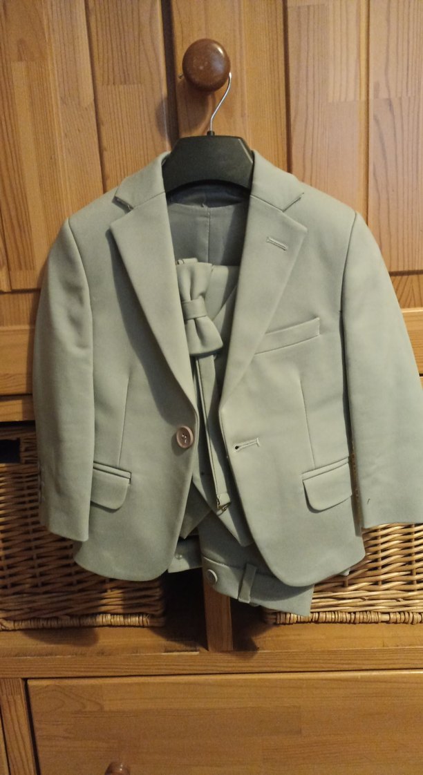 gri düğmeli çocuk takım elbise - Görsel 2