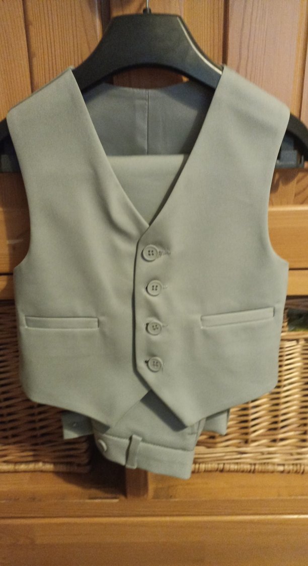 gri düğmeli çocuk takım elbise - Görsel 3