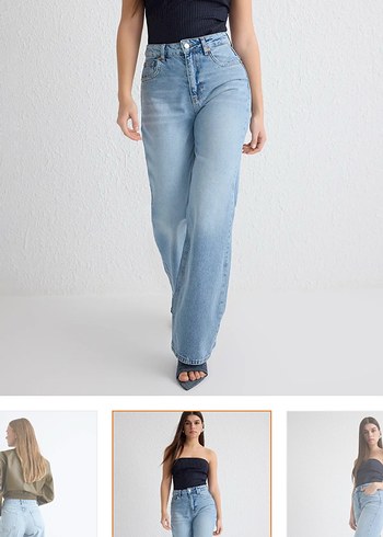 Trendyol & Milla Acik Mavi Yuksek Bel Genis Paca Jean