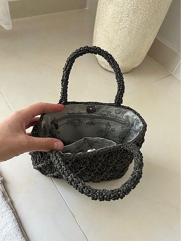  Beden gri Renk Hasır tote bag el çantası
