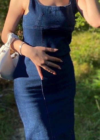 Trendyol & Milla Denim Midi Boy V Yaka Kolsuz Elbise