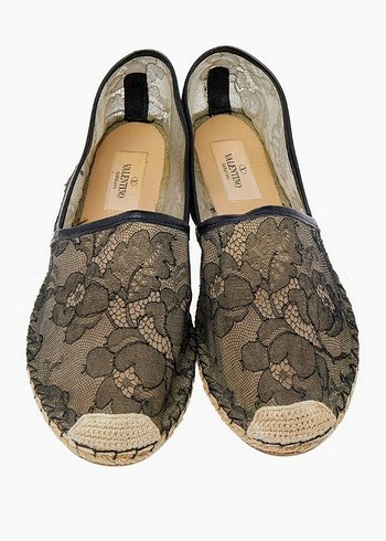 Valentino Black/Beige Lace Espadrilles