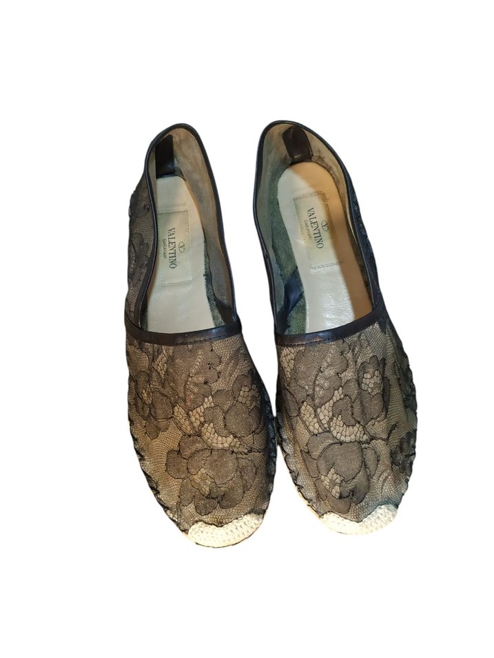 Valentino Black/Beige Lace Espadrilles - Görsel 3