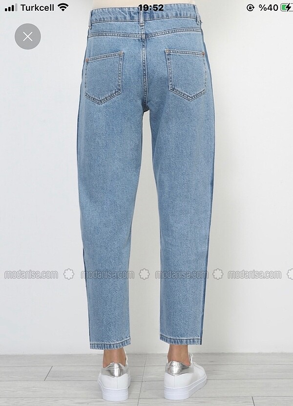 Kot pantolon mom jeans yüksek bel - Görsel 3