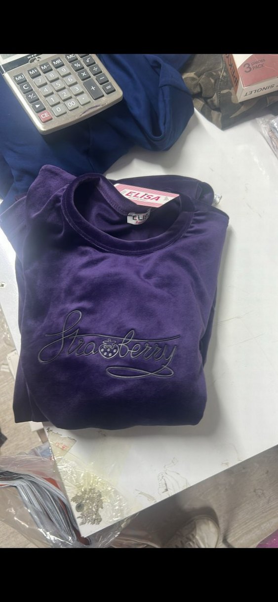 Kadife mor  Uzun Kollu Kadın Pijama Takımı - Görsel 2