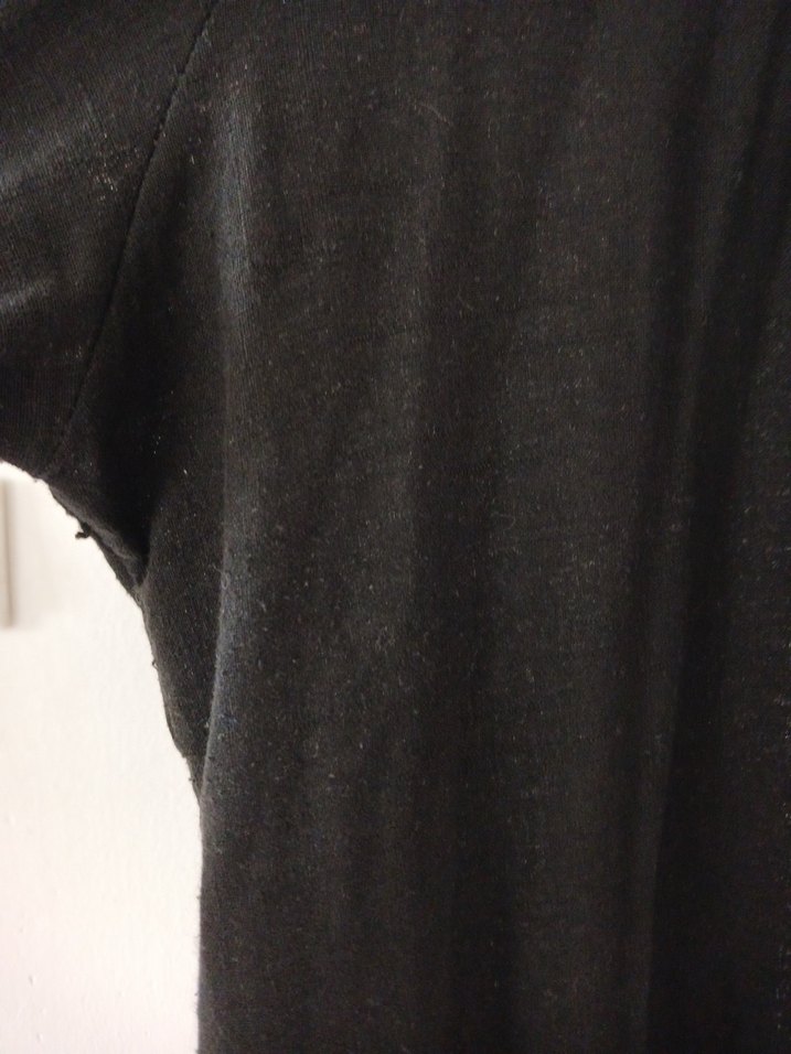 Siyah Keten Uzun Kadın gömlek - Görsel 3