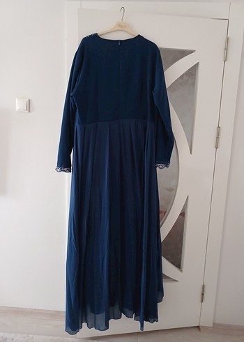 Nakışlı Lacivert Uzun Abiye Elbise - Görsel 6