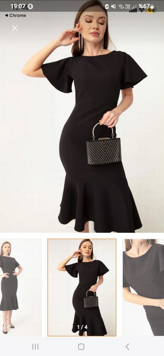 Klasik Siyah Mini Ofis Elbisesi - Görsel 2