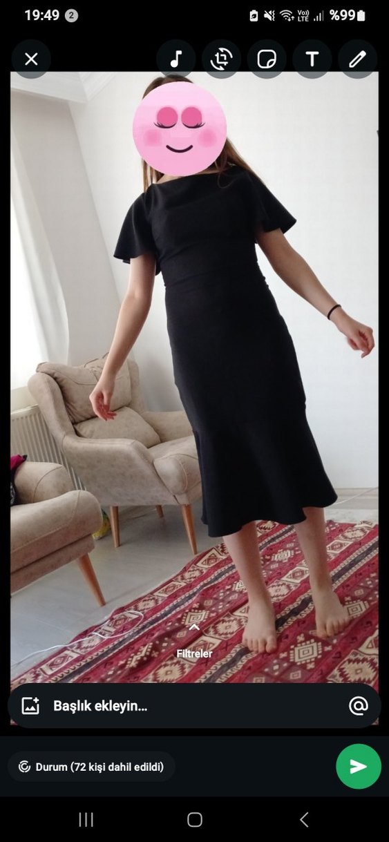 Klasik Siyah Mini Ofis Elbisesi - Görsel 3