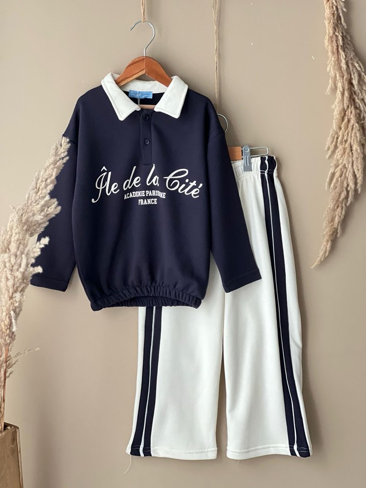 Lacivert Baskılı Erkek Çocuk Eşofman Takımı - Görsel 4