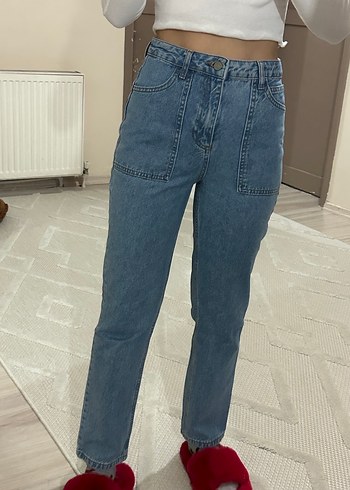 Mavi Rahat Kesim Midi Boy Kadın Kot Pantolon