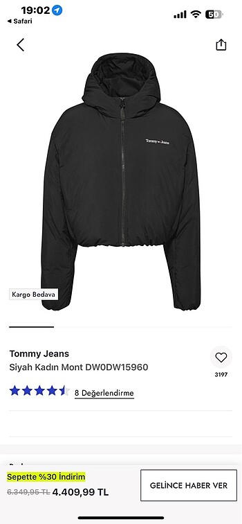 s Beden siyah Renk tommy hilfiger mont siyah crop