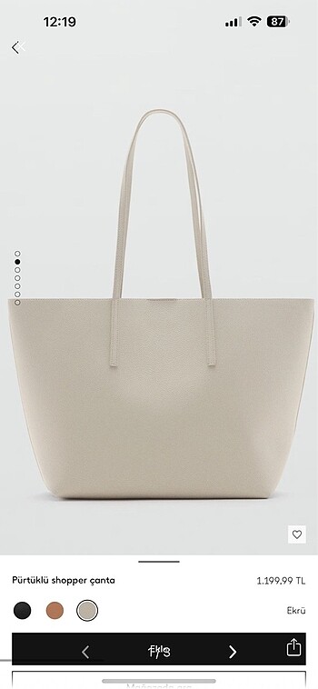 mango pürtüklü shopper çanta