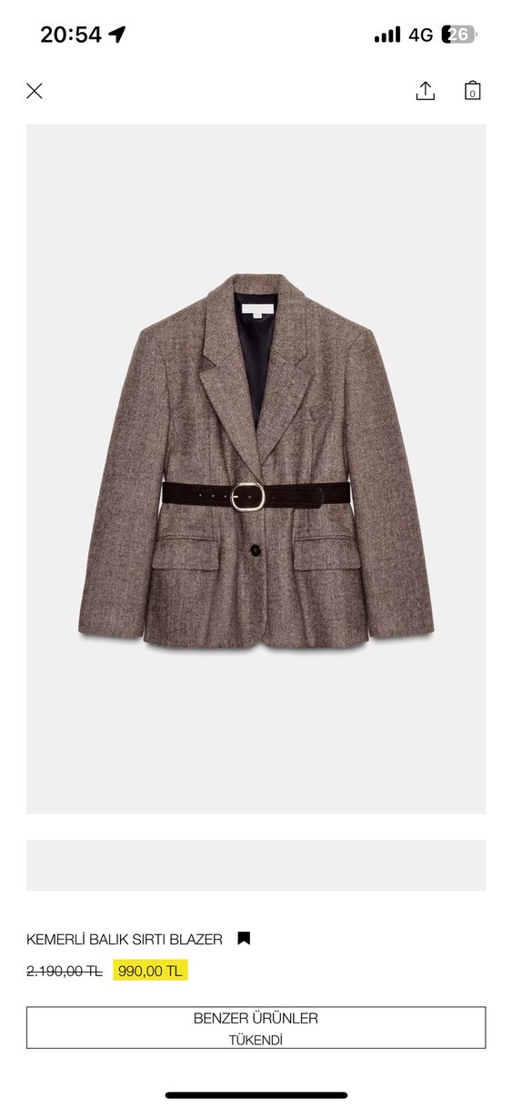 Kemerli Kahverengi Midi Kadın Blazer - Görsel 3