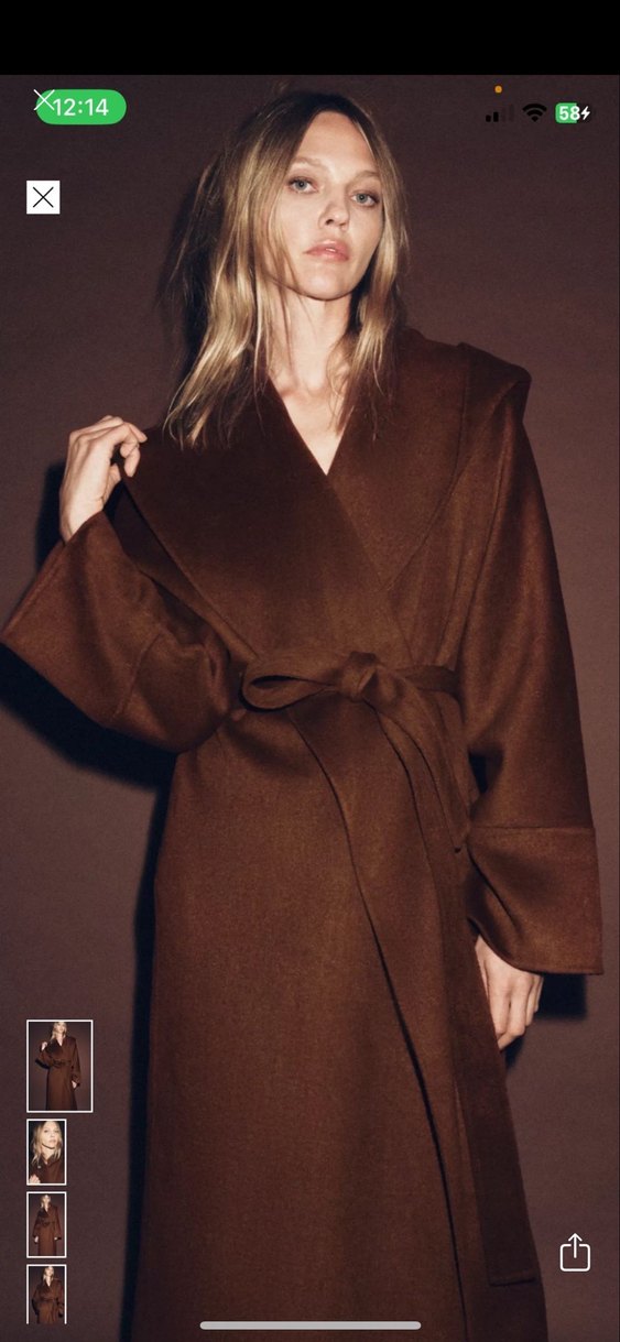 Kahverengi Kuşaklı Kadın Kaban - Görsel 3