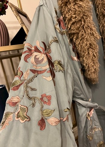 Nakışlı Bohem Uzun Kadın Sabahlık - Görsel 3