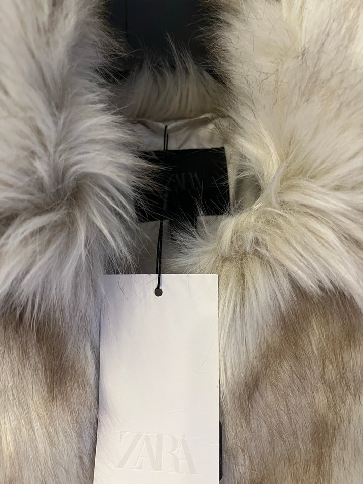 Bej Kadın Midi Boy Suni Kürk Ceket - Görsel 4