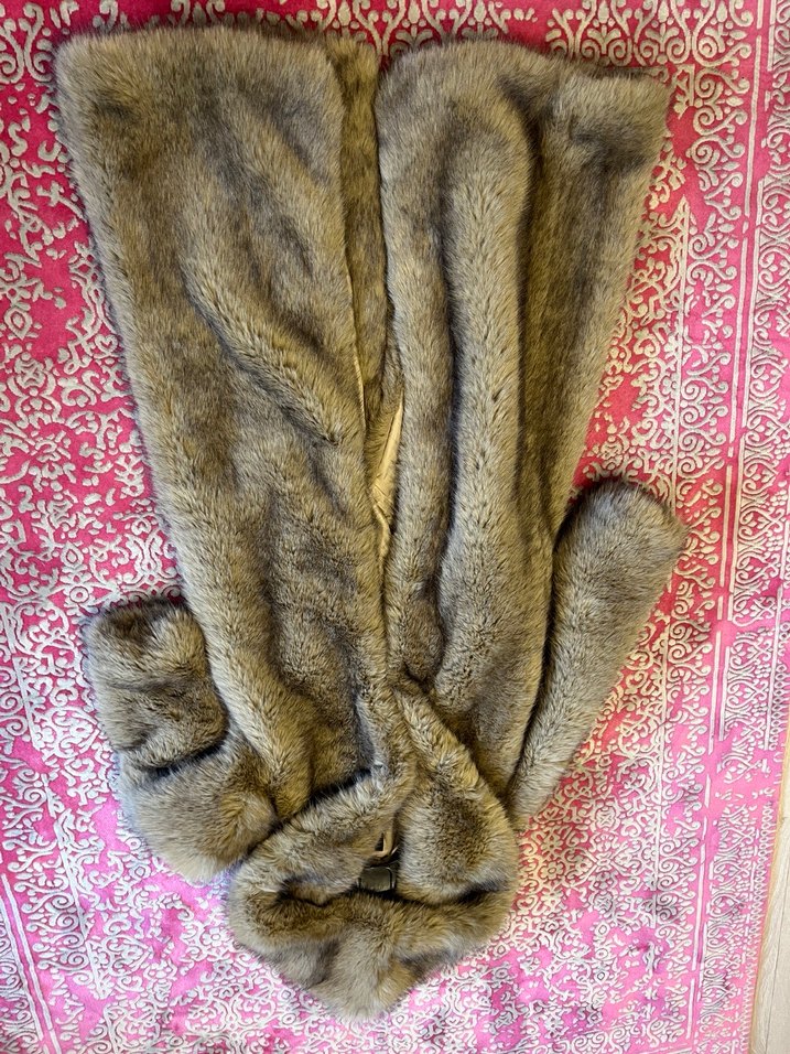 Gri Uzun Bohem Kadın Suni Kürk Ceket - Görsel 3