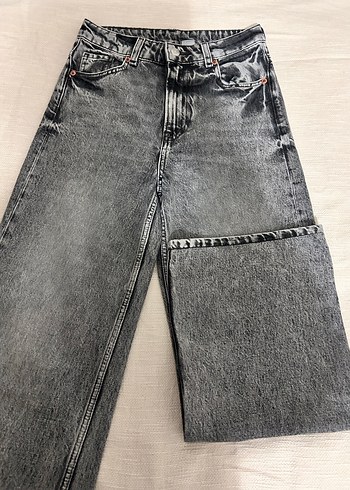 Gri Bol Kesim Midi Denim Kadın Jean - Görsel 3