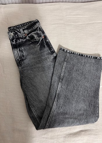 Gri Bol Kesim Midi Denim Kadın Jean - Görsel 2