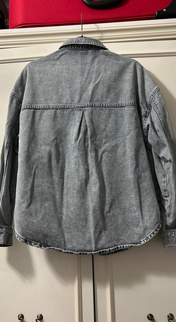 Gri Düğmeli Kadın Denim Ceket - Görsel 2