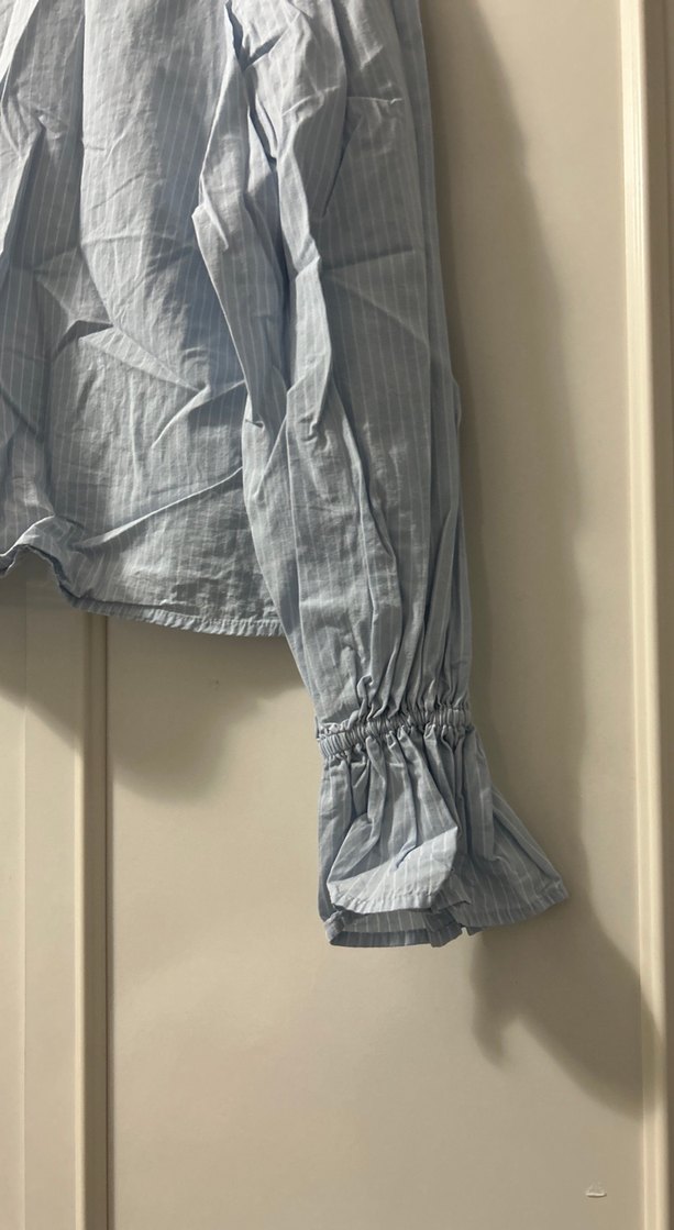 Mavi Kadın Uzun Kollu Keten Gömlek - Görsel 2