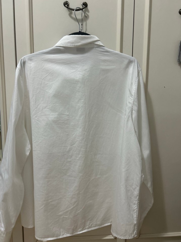 Düğmeli Beyaz Kadın Pamuk Gömlek - Görsel 2