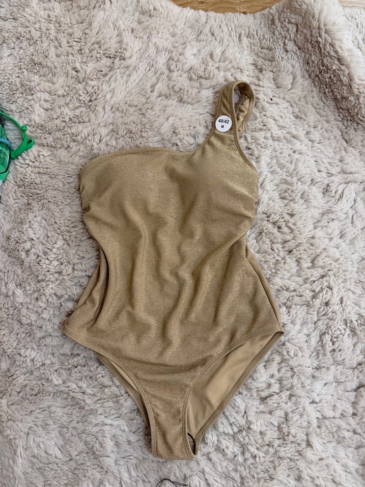 Bej Tek Omuzlu Kadın Mayo - Görsel 2