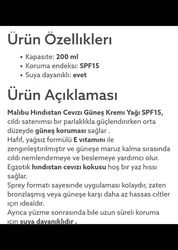 Malibu SPF 15 Hindistan Cevizli Bronzlaştırıcı Yağ - Görsel 2