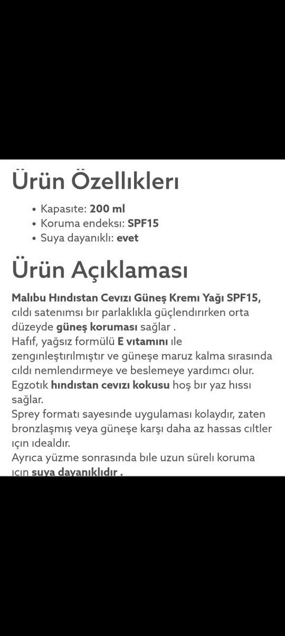 Malibu SPF 15 Hindistan Cevizli Bronzlaştırıcı Yağ - Görsel 2