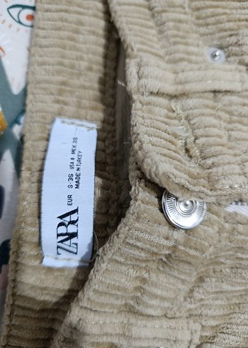 36 Beden ten rengi Renk Zara Kadife Wide Leg Pantolon