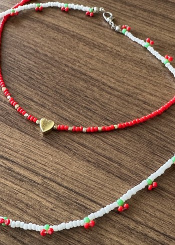 Beden kırmızı Renk Kırmızı Gold Kalp Detaylı Kolye