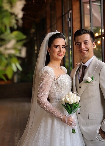 m Beden beyaz Renk Vagzalli marka gelinlik özel dikim 36-38 beden