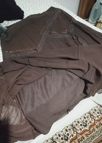 44 Beden Bohem Tarzı Uzun Kahverengi şifon etek
