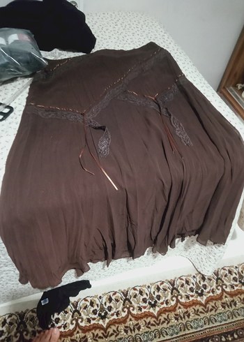 Bohem Tarzı Uzun Kahverengi şifon etek