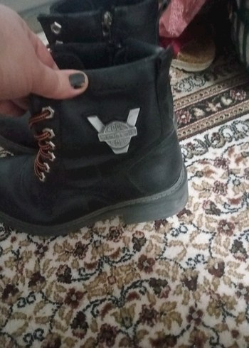 Deri Siyah Bağcıklı Biker Stiletto Bot - Görsel 4