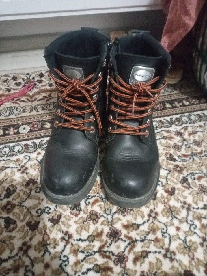 Deri Siyah Bağcıklı Biker Stiletto Bot - Görsel 2