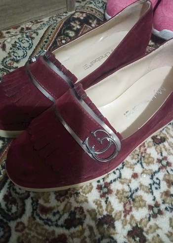 Bordo Süet Tokalı Kadın Topuklu Ayakkabı - Görsel 6