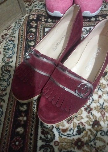 Bordo Süet Tokalı Kadın Topuklu Ayakkabı - Görsel 2