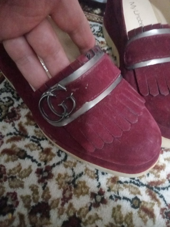 Bordo Süet Tokalı Kadın Topuklu Ayakkabı - Görsel 3