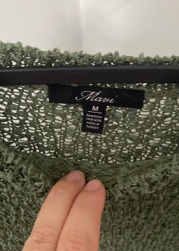 Uzun Kollu Yeşil Örgü Kadın Kazak - Görsel 2