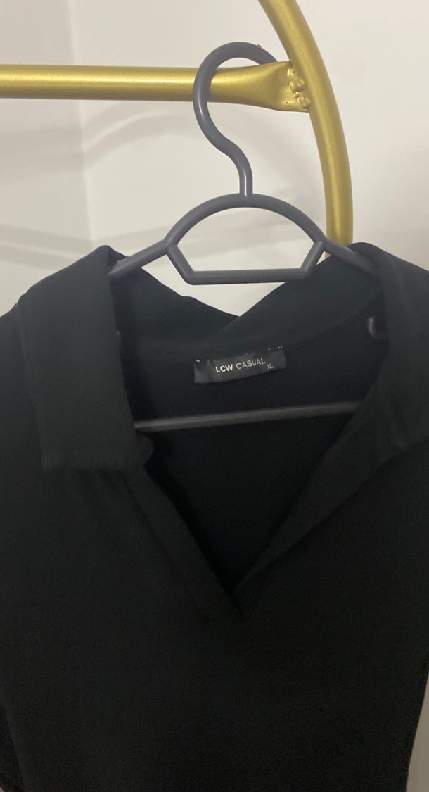 Siyah V Yakalı Uzun Kollu Kadın Elbise - Görsel 2