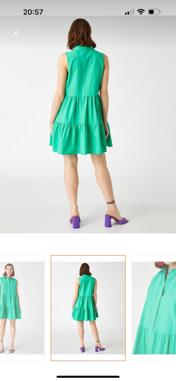 Yeşil Kolsuz Mini Elbise - Görsel 2