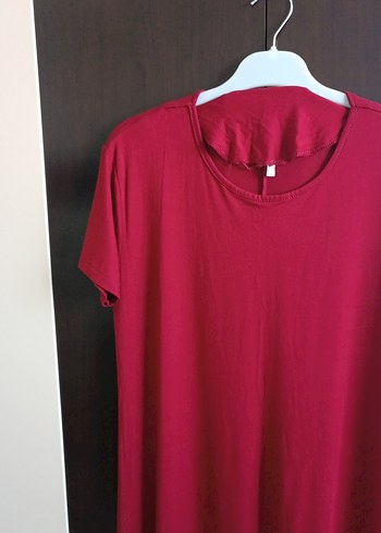 l Beden Bordo Uzun kısa Salaş Elbise