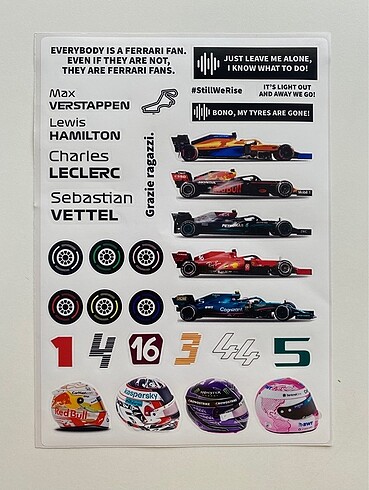 Formula 1 Sticker - 32 Parça - A5 Boyut