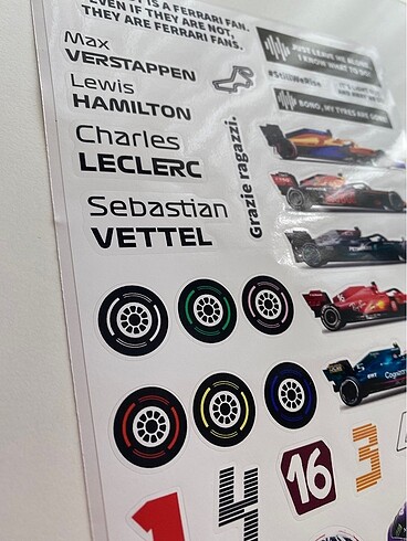  Beden Renk Formula 1 Sticker - 32 Parça - A5 Boyut