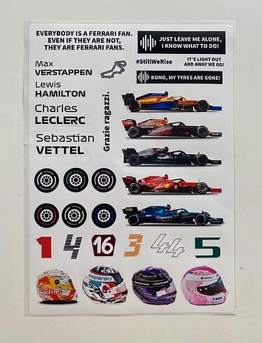 Formula 1 Sticker - 32 Parça - A5 Boyut