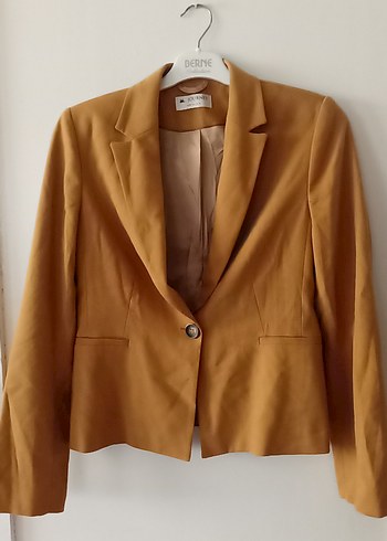 Bej Kadın Düğmeli Ofis Blazer Ceket